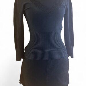 Guess Jeans Distressed Black Denim Mini Skirt W29